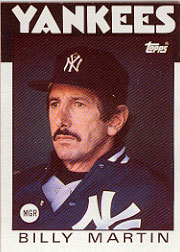 1986 Topps Baseball Cards      651     Billy Martin MG/TC